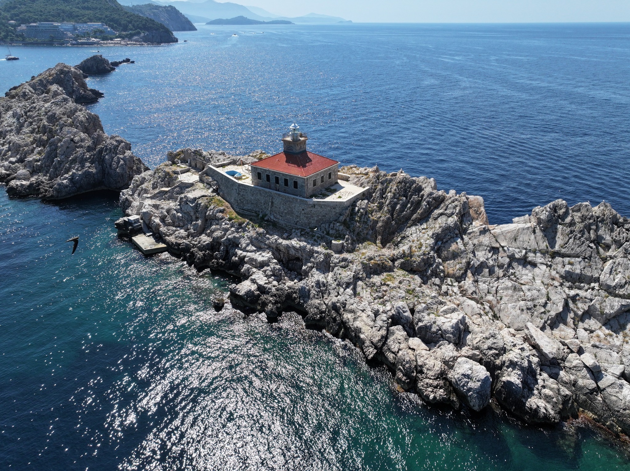 Lighthouse on the rocky Adriatic coast